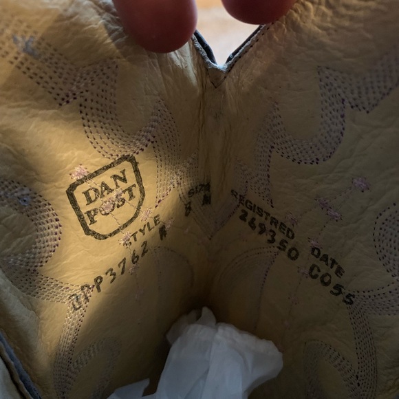 Like New! Dan Post genuine Ostrich pink black 8 M boots - Picture 6 of 8